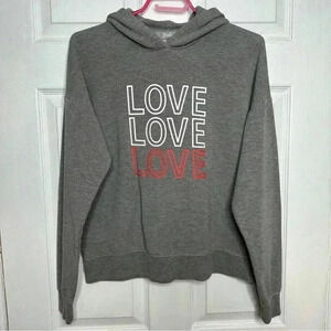 Marled  Reunited Hoodie Love Grey/White/Pink/Red Size Medium